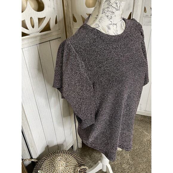 Happy x Nature Women's Ruffle Metallic Purple Black Blouse Top Size Small - Picture 3 of 6